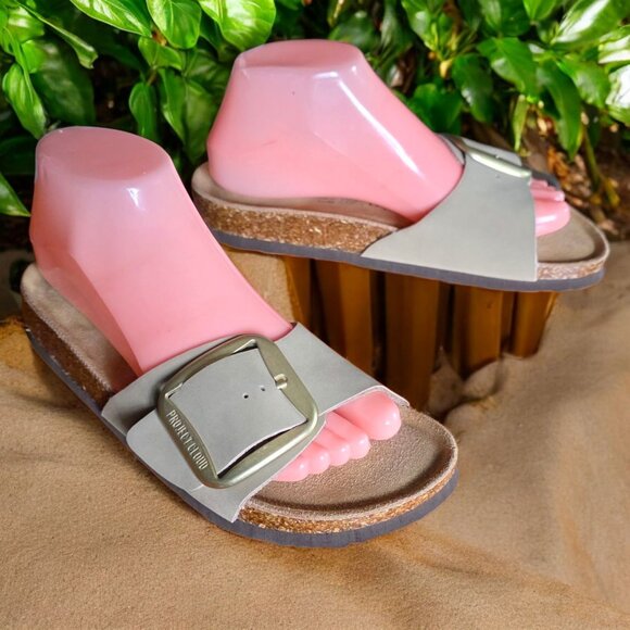 NWOT PROJECT CLOUD ( 8 ) Tan Leather Upper Suede Insole Cork Footbed Sandal - Picture 3 of 12